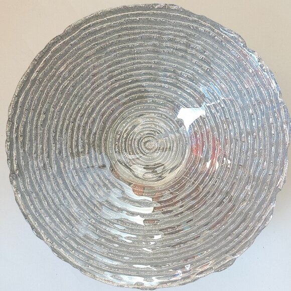 LOVELY Silver Sparkle Bowl Trinket Dish Serving Dish Circular Ribbed - Picture 1 of 5